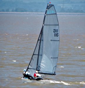 Photograph of Chris and Bren sailing on the Bristol channel