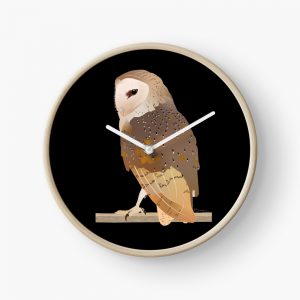 Clock with Barn Owl on black