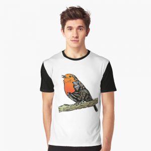 Man's Graphic T-shirt with singing robin