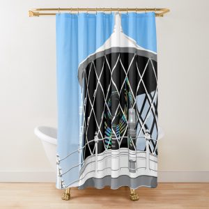 Shower curtain with colour print of the Lizard lighthouse