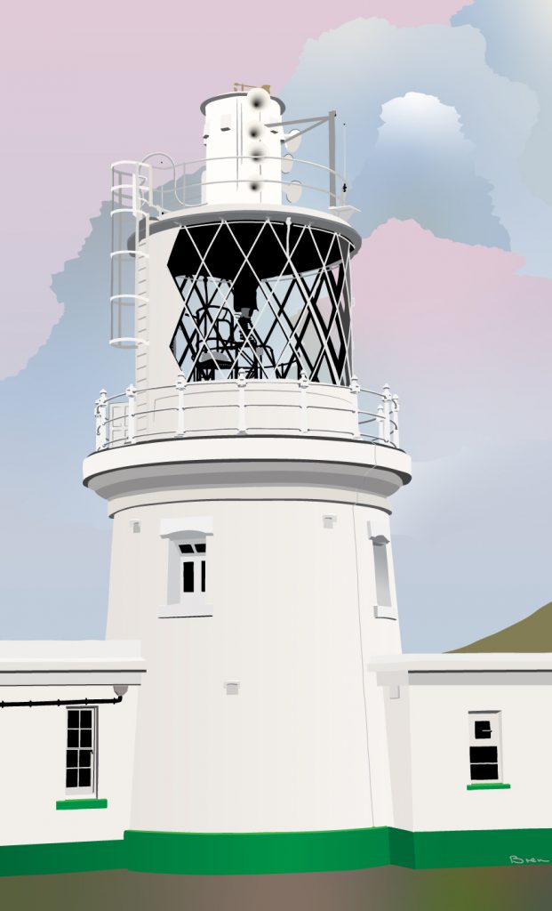 A drawing of the Lundy South Lighthouse