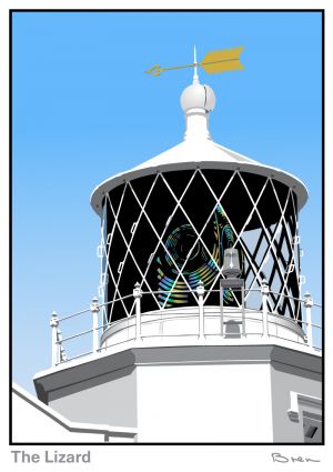 An art print of the Lizard lighthouse Cornwall