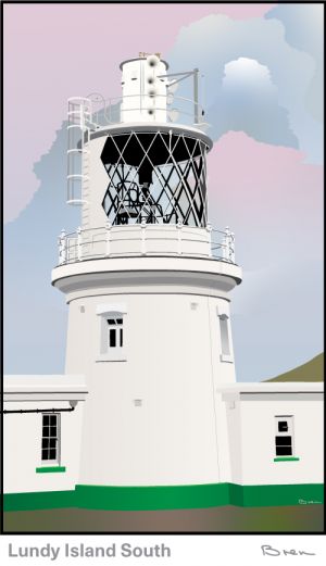 A drawing of the Lundy South Lighthouse