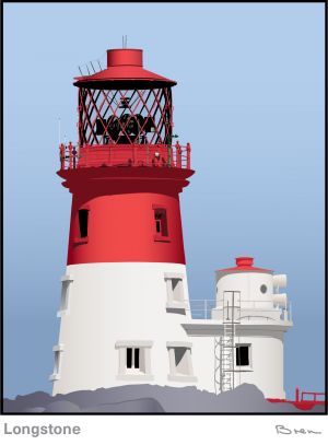 A drawing of the Longstone lighthouse in the Farne Islands, Northumberland