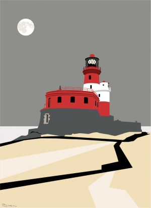 Minimalist drawing of Longstone Lighthouse, Farne Islands